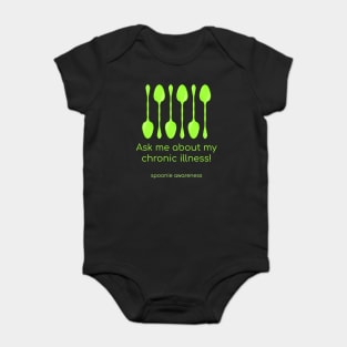 Ask Me About My Chronic Illness (Chartreuse Spoons) Baby Bodysuit